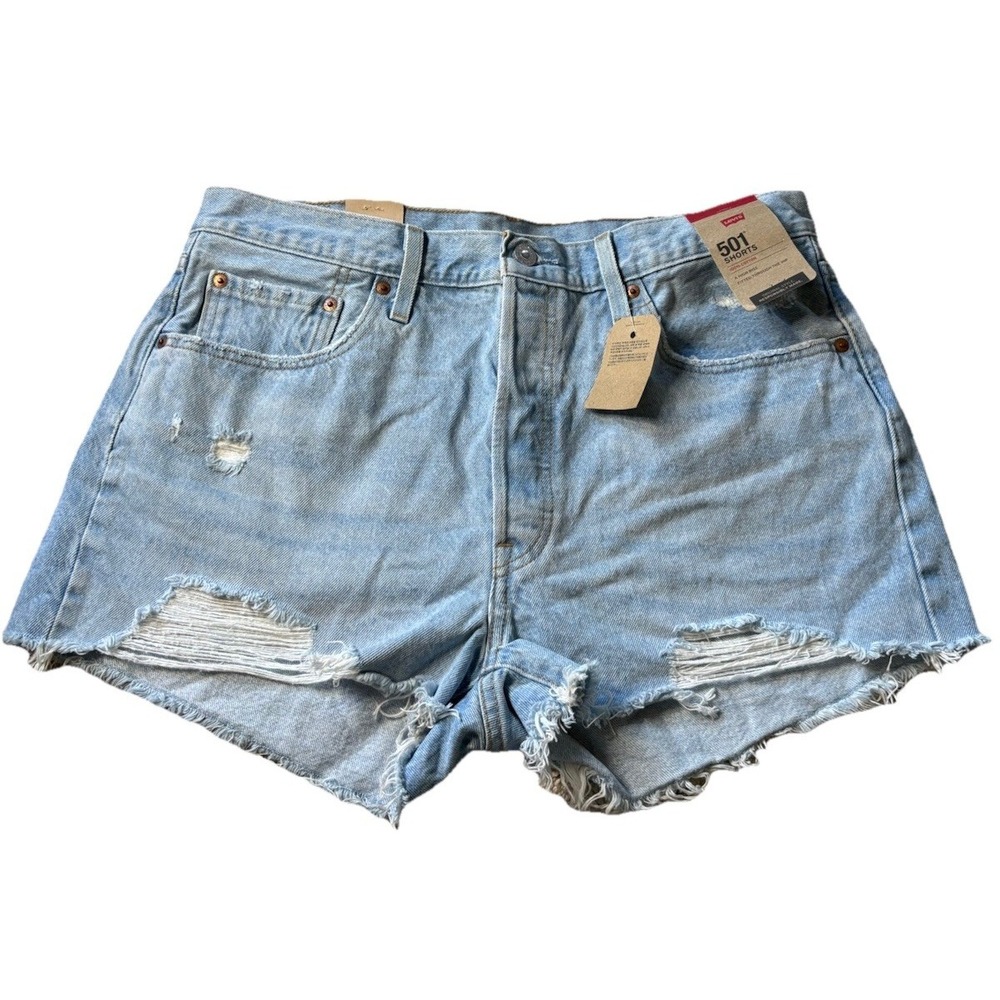 Levi's 501 Shorts Womens 33 High Rise Distressed Cutoff Denim NWT